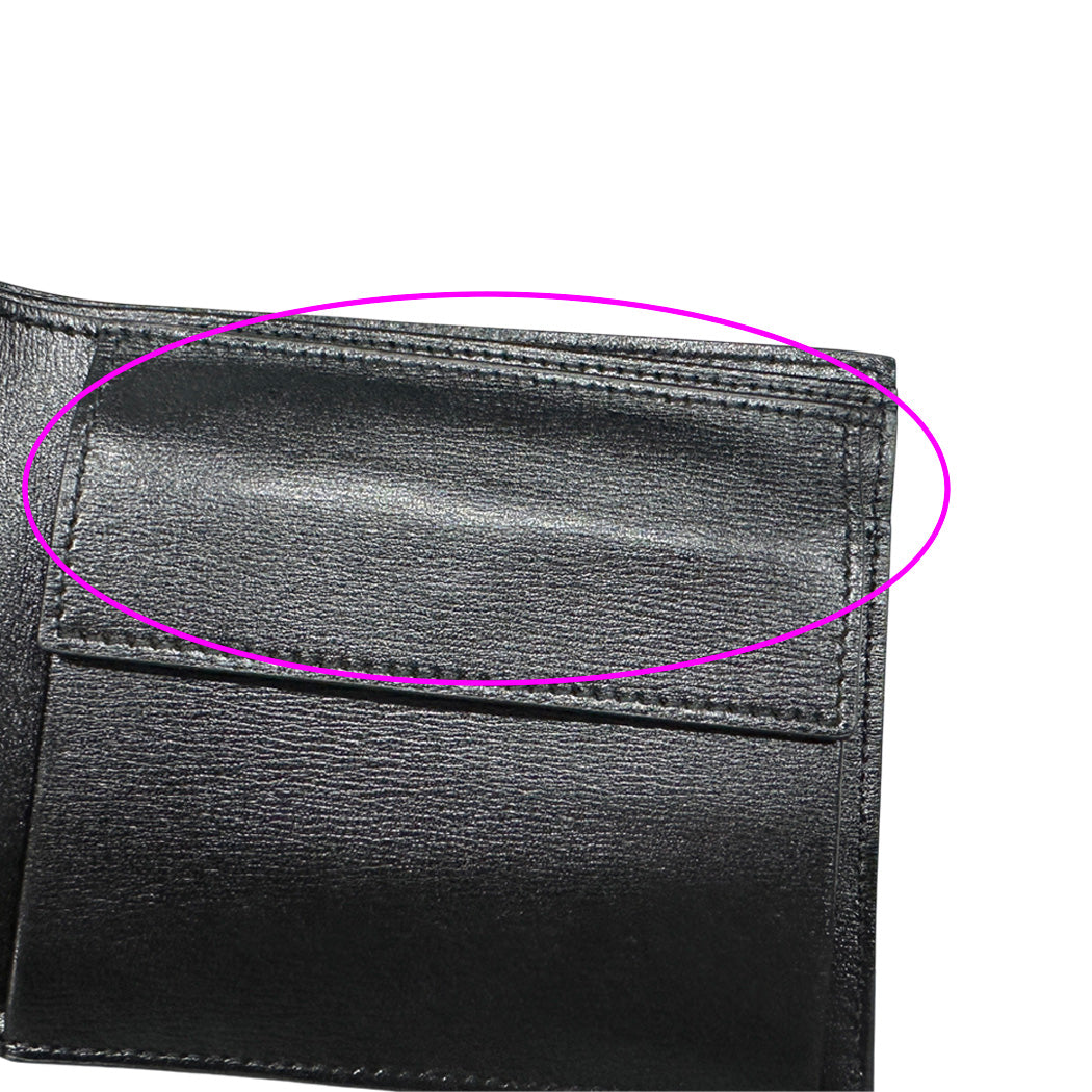 YVES SAINT LAURENT イヴ・サンローラン タイニーカサンドラ 二つ折り財布 ブラック ゴールド金具 レザー レディース メンズ 【中古】
