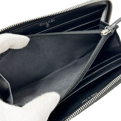 CHANEL シャネル 長財布 ブリリアント マトラッセ ブラック シルバー金具 エナメル レディース 【中古】