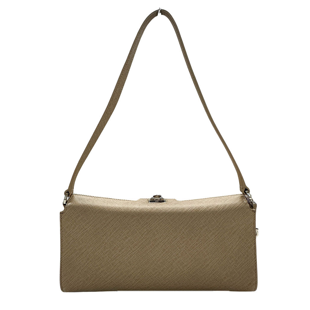Ferragamo フェラガモ ショルダーバッグ ガンチーニ ベージュ シルバー金具 レザー レディース 【中古】