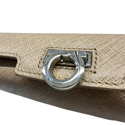 Ferragamo フェラガモ ショルダーバッグ ガンチーニ ベージュ シルバー金具 レザー レディース 【中古】