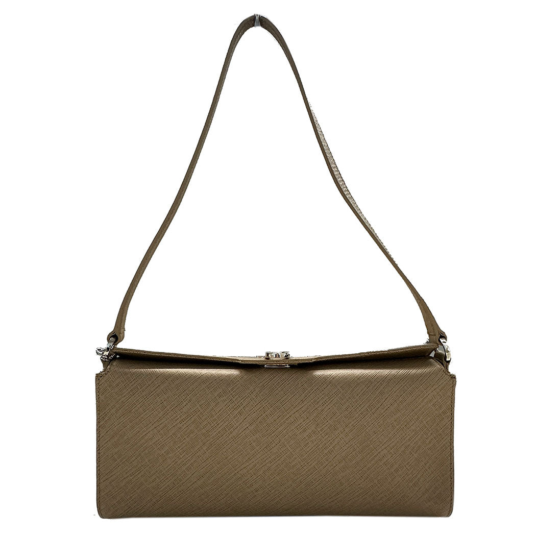 Ferragamo フェラガモ ショルダーバッグ ガンチーニ ベージュ シルバー金具 レザー レディース 【中古】
