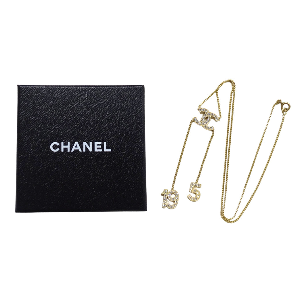CHANEL シャネル ネックレス ココマーク No.5 No.19 GP ラインストーン ゴールド レディース 【中古】
