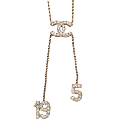 CHANEL シャネル ネックレス ココマーク No.5 No.19 GP ラインストーン ゴールド レディース 【中古】