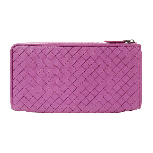 BOTTEGAVENETA ボッテガ・ヴェネタ 長財布 イントレチャート パープル レザー レディース 【中古】