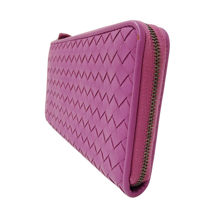 BOTTEGAVENETA ボッテガ・ヴェネタ 長財布 イントレチャート パープル レザー レディース 【中古】