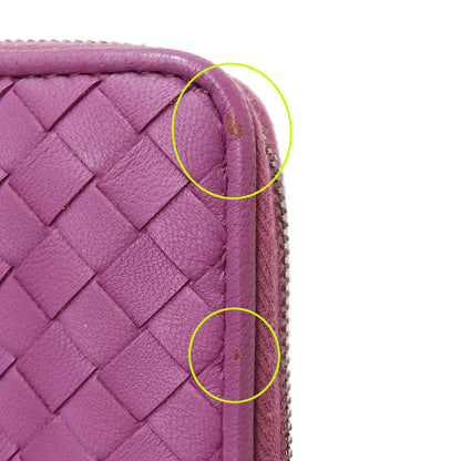 BOTTEGAVENETA ボッテガ・ヴェネタ 長財布 イントレチャート パープル レザー レディース 【中古】