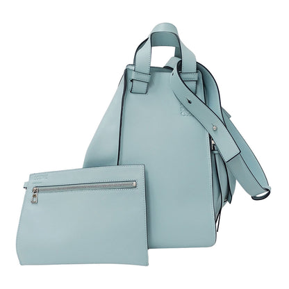 LOEWE ロエベ ハンモック ミディアム 2wayバッグ アナグラム ライトブルー レザー レディース 【中古】