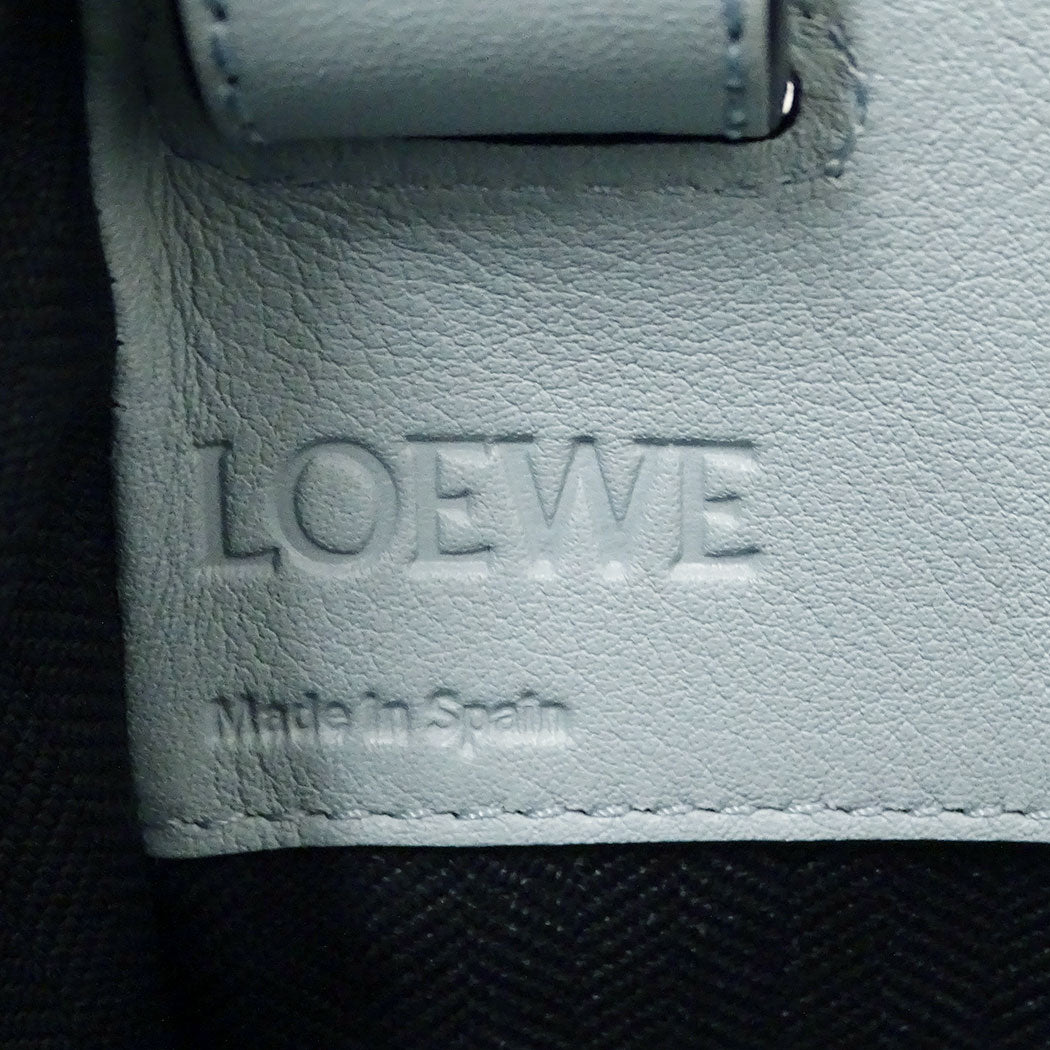 LOEWE ロエベ ハンモック ミディアム 2wayバッグ アナグラム ライトブルー レザー レディース 【中古】