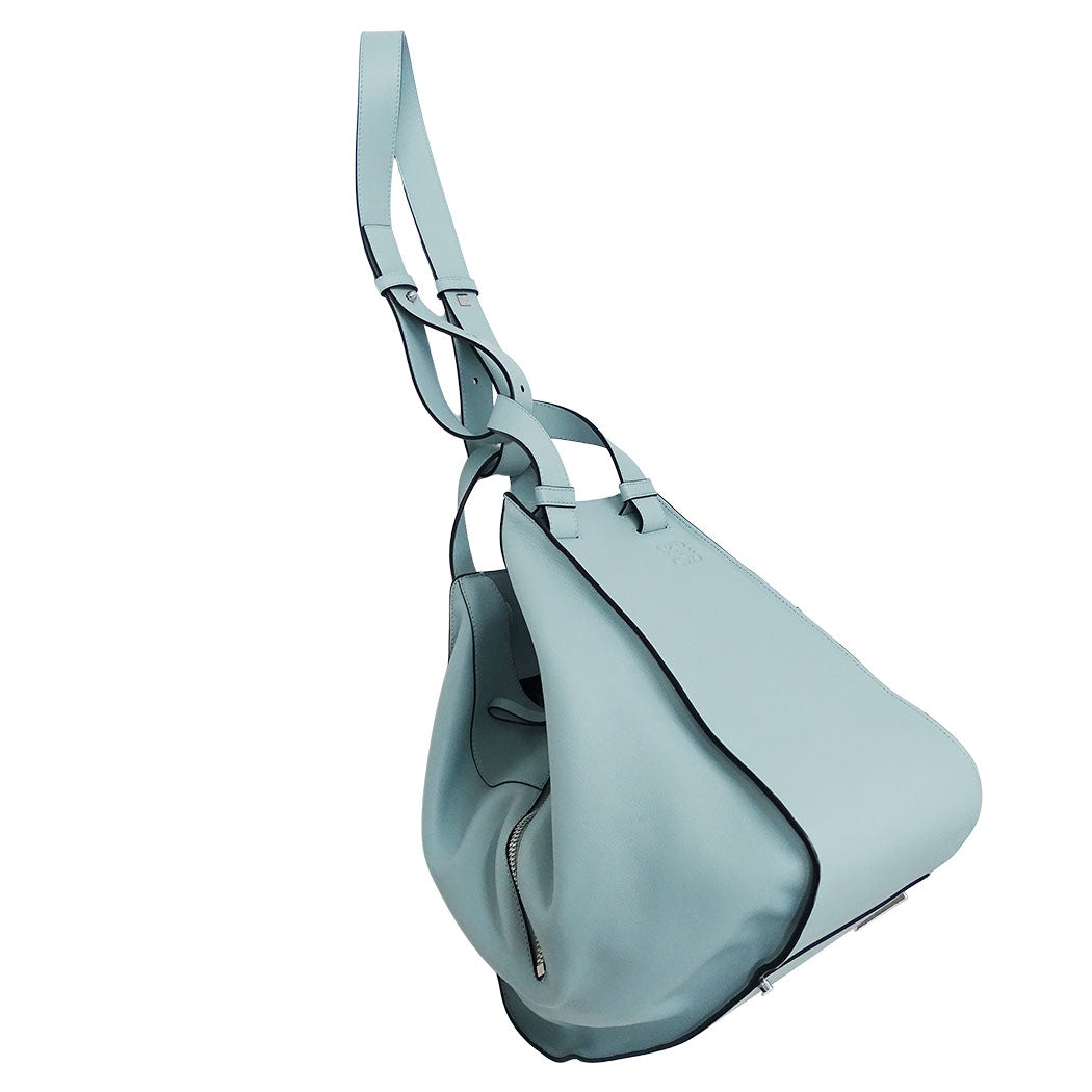 LOEWE ロエベ ハンモック ミディアム 2wayバッグ アナグラム ライトブルー レザー レディース 【中古】