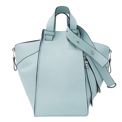 LOEWE ロエベ ハンモック ミディアム 2wayバッグ アナグラム ライトブルー レザー レディース 【中古】