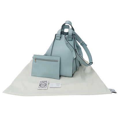 LOEWE ロエベ ハンモック ミディアム 2wayバッグ アナグラム ライトブルー レザー レディース 【中古】