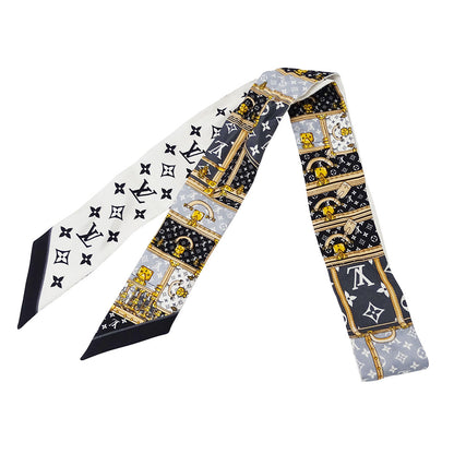 LOUIS VUITTON ルイ・ヴィトン バンドーBB・レッツゴー スカーフ モノグラム ブラック ホワイト M76442 シルク レディース 【中古】