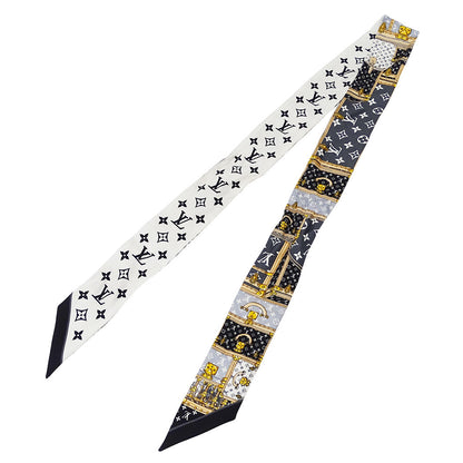 LOUIS VUITTON ルイ・ヴィトン バンドーBB・レッツゴー スカーフ モノグラム ブラック ホワイト M76442 シルク レディース 【中古】