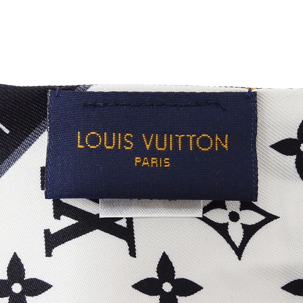 LOUIS VUITTON ルイ・ヴィトン バンドーBB・レッツゴー スカーフ モノグラム ブラック ホワイト M76442 シルク レディース 【中古】
