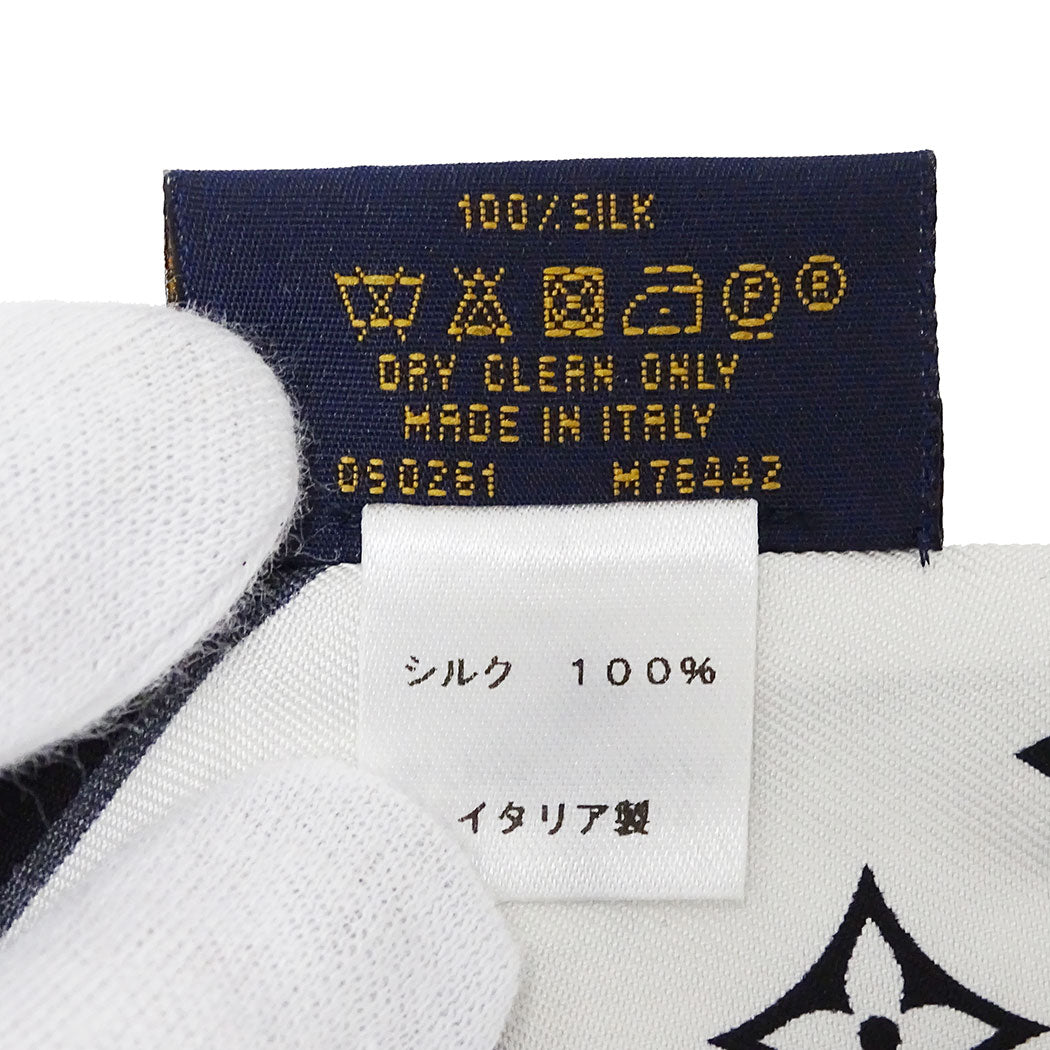 LOUIS VUITTON ルイ・ヴィトン バンドーBB・レッツゴー スカーフ モノグラム ブラック ホワイト M76442 シルク レディース 【中古】