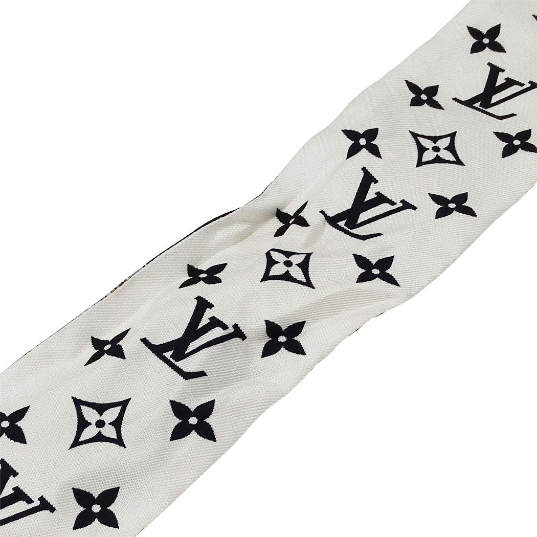LOUIS VUITTON ルイ・ヴィトン バンドーBB・レッツゴー スカーフ モノグラム ブラック ホワイト M76442 シルク レディース 【中古】