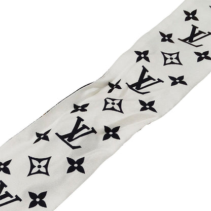 LOUIS VUITTON ルイ・ヴィトン バンドーBB・レッツゴー スカーフ モノグラム ブラック ホワイト M76442 シルク レディース 【中古】