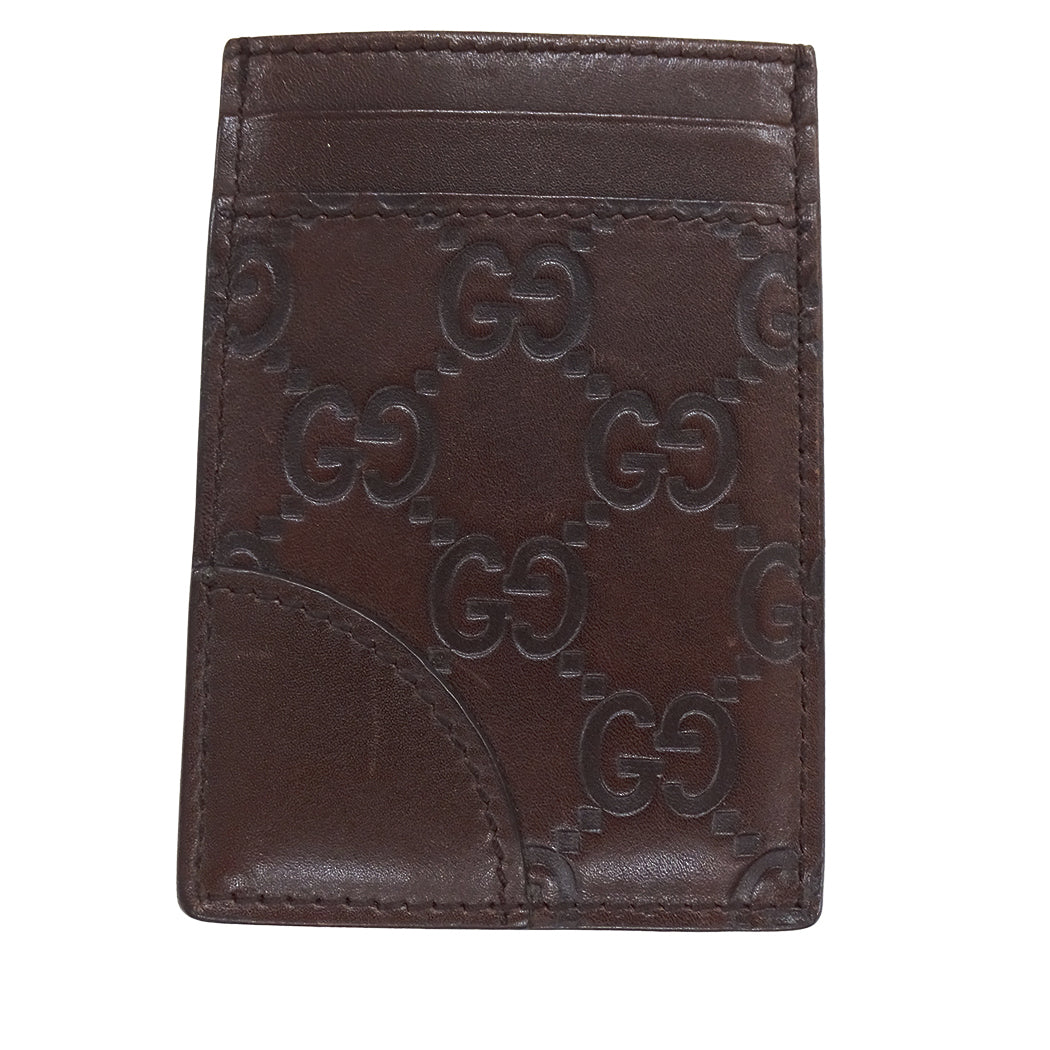 GUCCI グッチ カードケース シマ ブラウン 154666 パスケース レディース メンズ 【中古】
