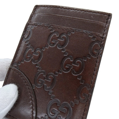 GUCCI グッチ カードケース シマ ブラウン 154666 パスケース レディース メンズ 【中古】