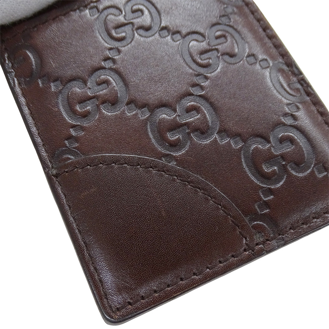 GUCCI グッチ カードケース シマ ブラウン 154666 パスケース レディース メンズ 【中古】