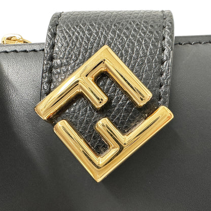 FENDI フェンディ 二つ折り財布 FFダイヤモンド ブラック 8M0490 レザー レディース メンズ 【中古】
