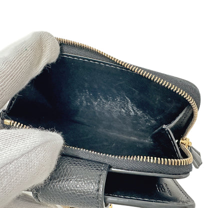 FENDI フェンディ 二つ折り財布 FFダイヤモンド ブラック 8M0490 レザー レディース メンズ 【中古】