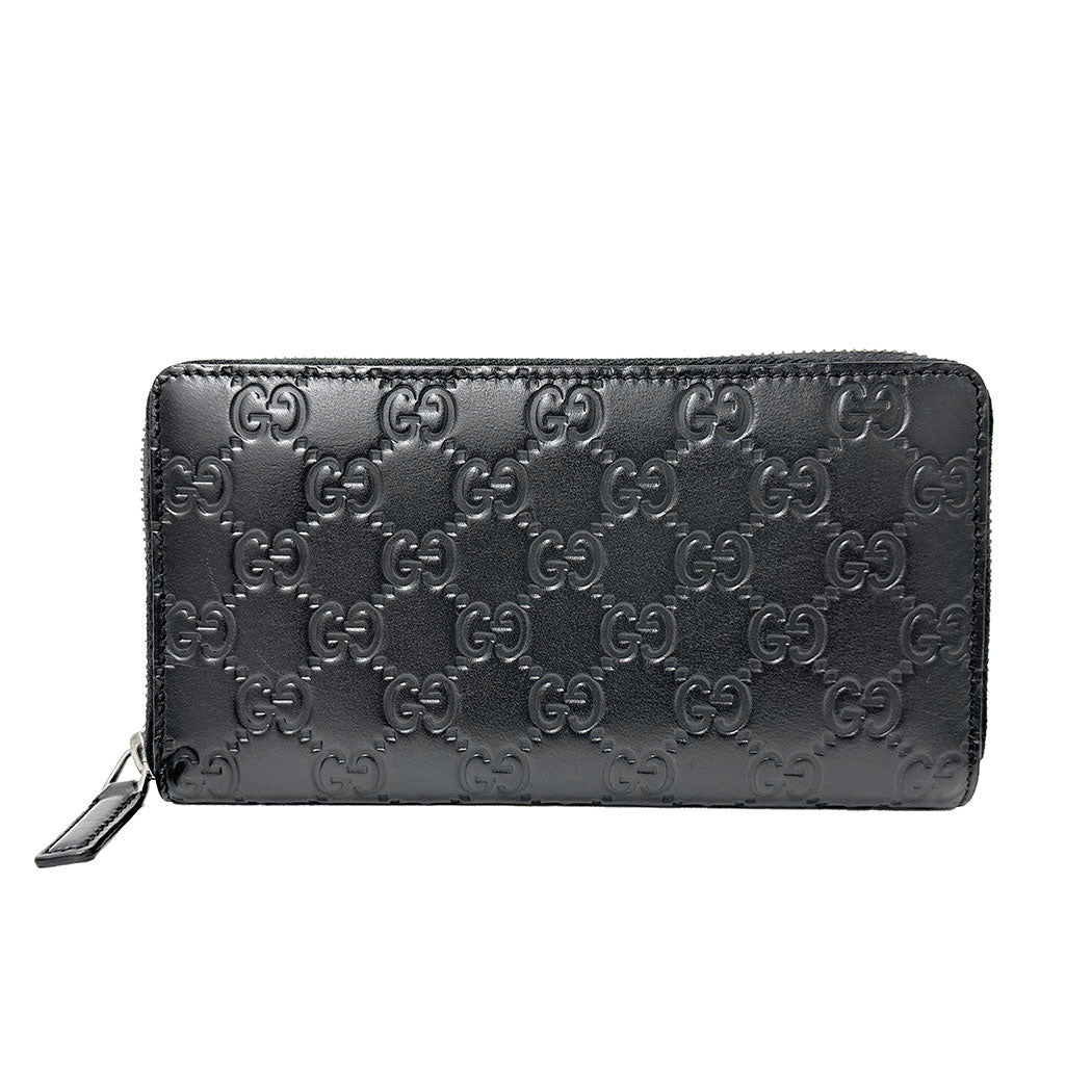 GUCCI グッチ 長財布 シマ ブラック 307987 シマレザー レディース メンズ 【中古】