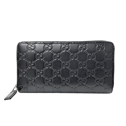 GUCCI グッチ 長財布 シマ ブラック 307987 シマレザー レディース メンズ 【中古】