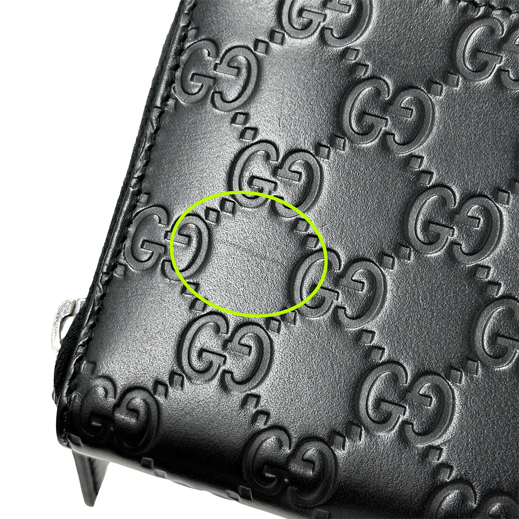 GUCCI グッチ 長財布 シマ ブラック 307987 シマレザー レディース メンズ 【中古】