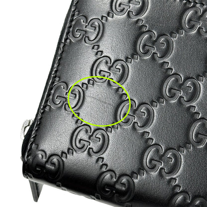 GUCCI グッチ 長財布 シマ ブラック 307987 シマレザー レディース メンズ 【中古】