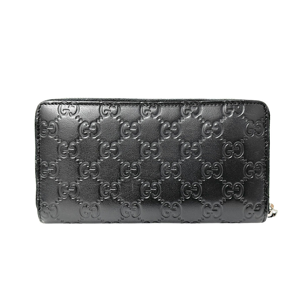GUCCI グッチ 長財布 シマ ブラック 307987 シマレザー レディース メンズ 【中古】
