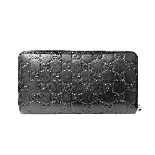 GUCCI グッチ 長財布 シマ ブラック 307987 シマレザー レディース メンズ 【中古】