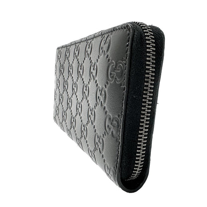 GUCCI グッチ 長財布 シマ ブラック 307987 シマレザー レディース メンズ 【中古】