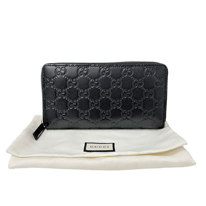 GUCCI グッチ 長財布 シマ ブラック 307987 シマレザー レディース メンズ 【中古】