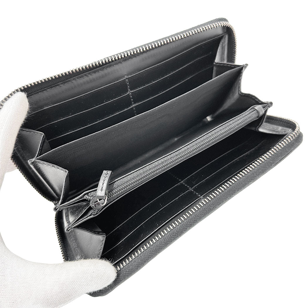 GUCCI グッチ 長財布 シマ ブラック 307987 シマレザー レディース メンズ 【中古】