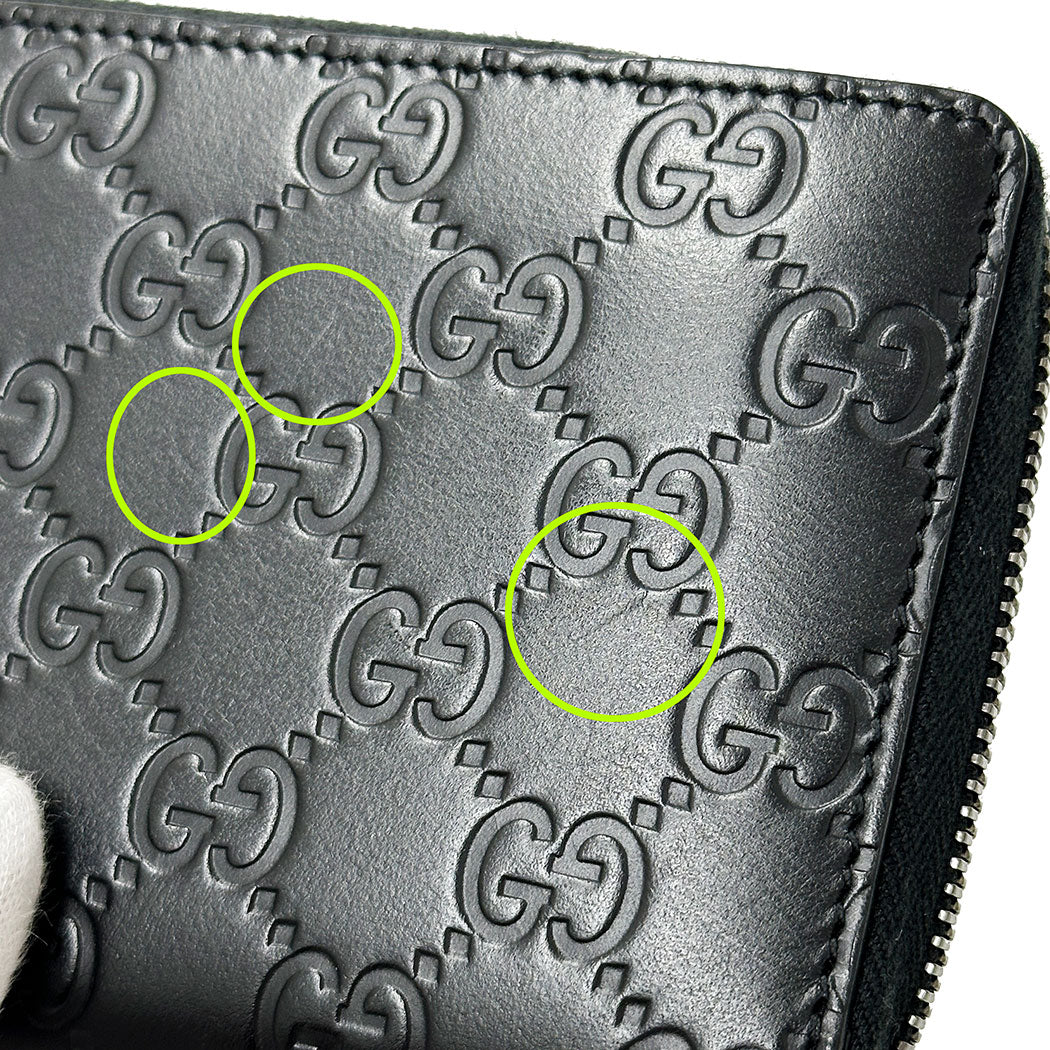 GUCCI グッチ 長財布 シマ ブラック 307987 シマレザー レディース メンズ 【中古】