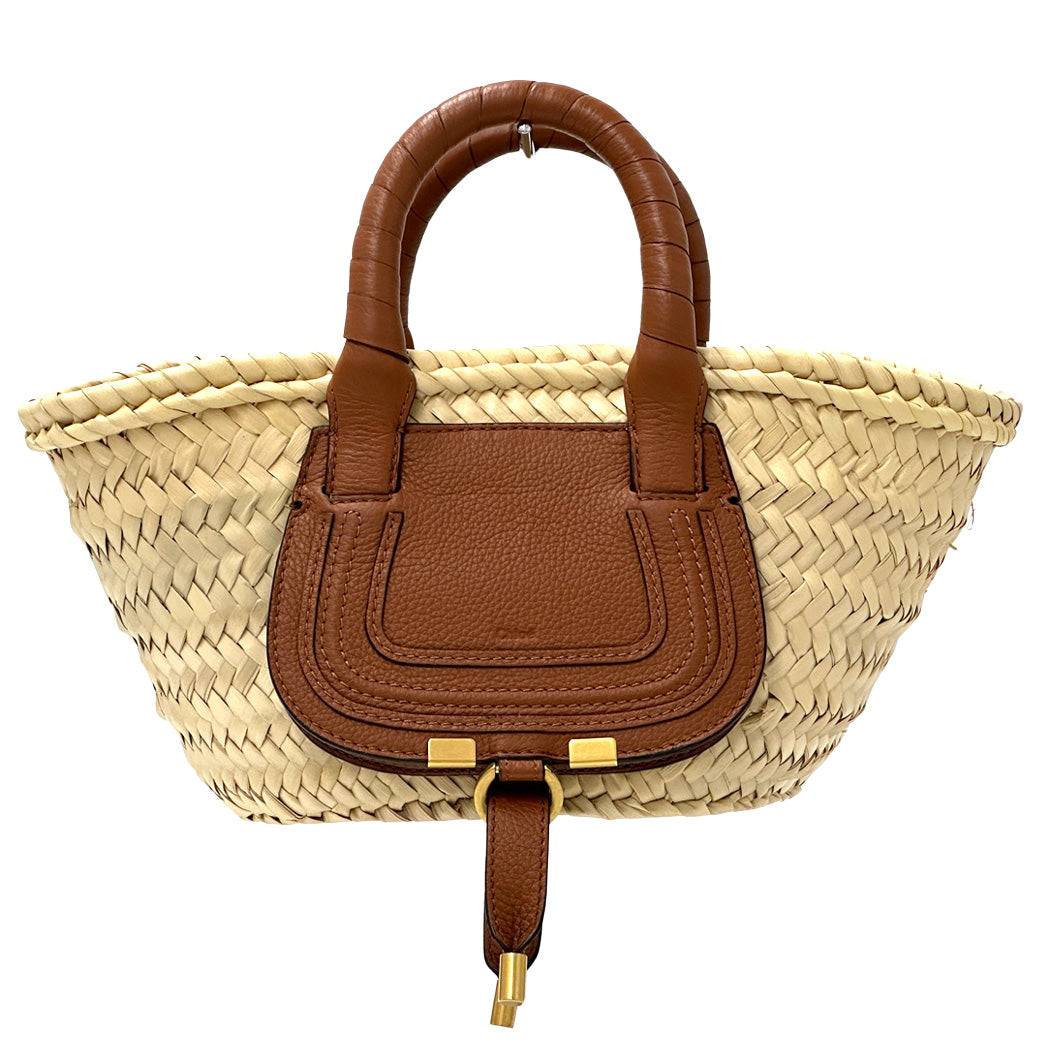 Chloe クロエ ハンドバッグ マーシー ミニ バスケット ブラウン カーフ レディース 【中古】