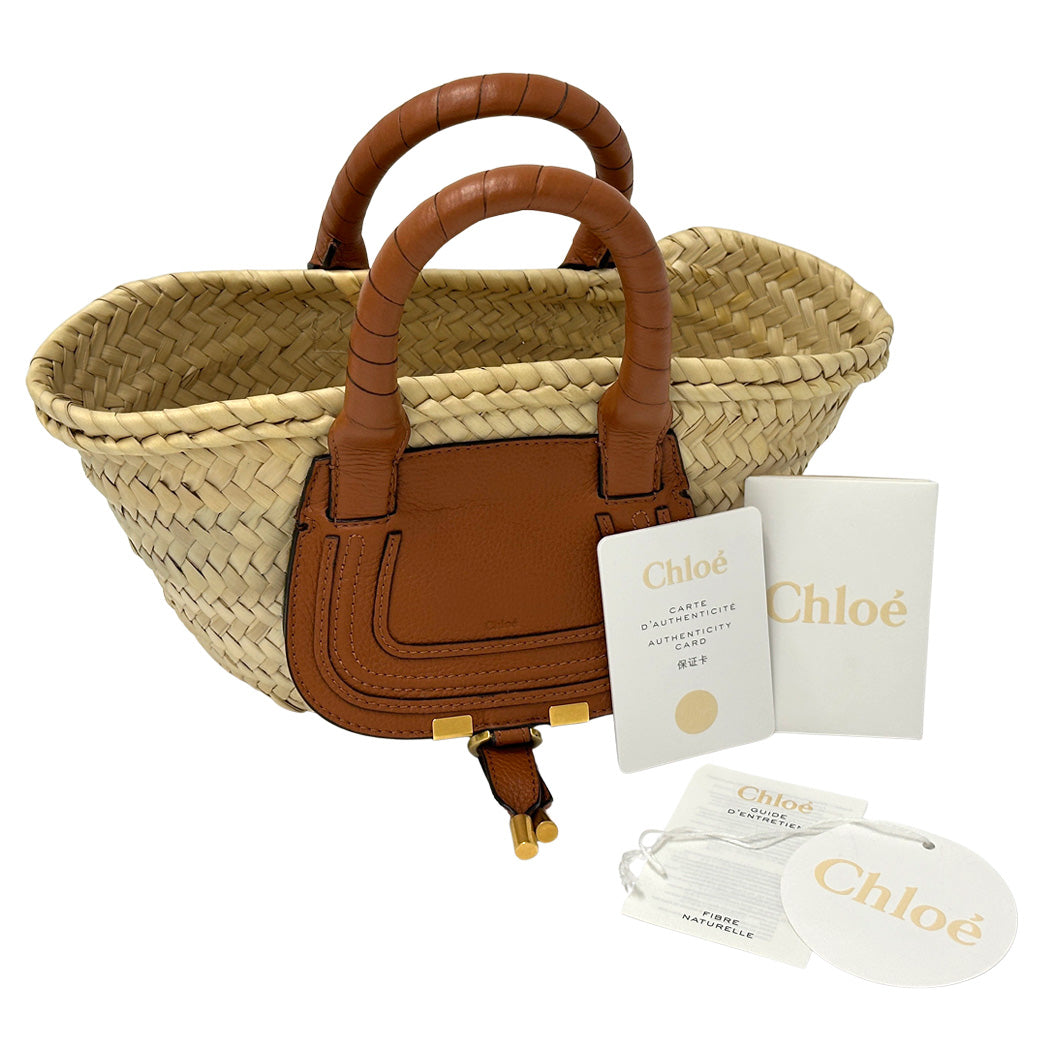 Chloe クロエ ハンドバッグ マーシー ミニ バスケット ブラウン カーフ レディース 【中古】