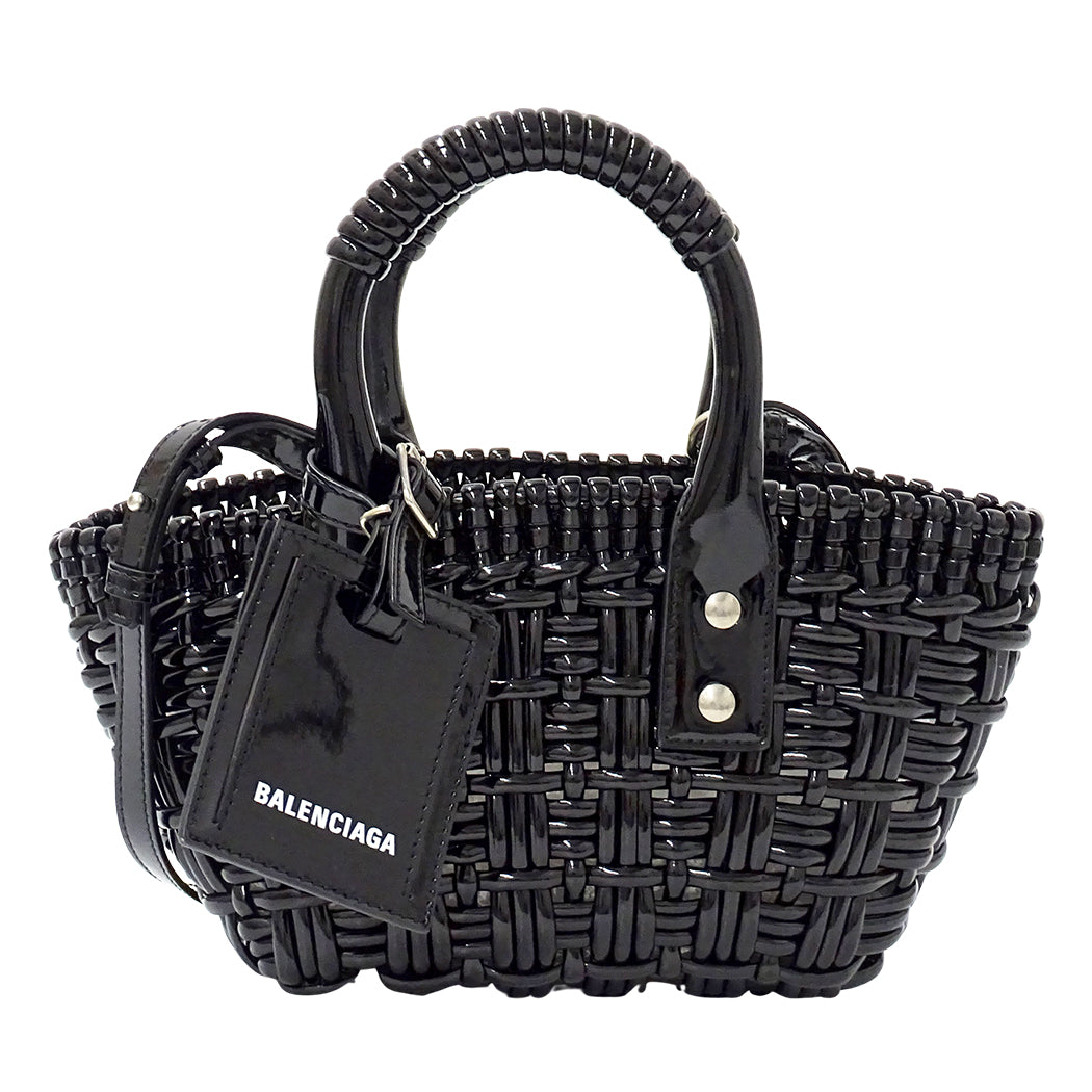 BALENCIAGA バレンシアガ ビストロ XXS 2wayバッグ ブラック 678028 エナメル レディース 【中古】