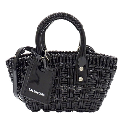 BALENCIAGA バレンシアガ ビストロ XXS 2wayバッグ ブラック 678028 エナメル レディース 【中古】