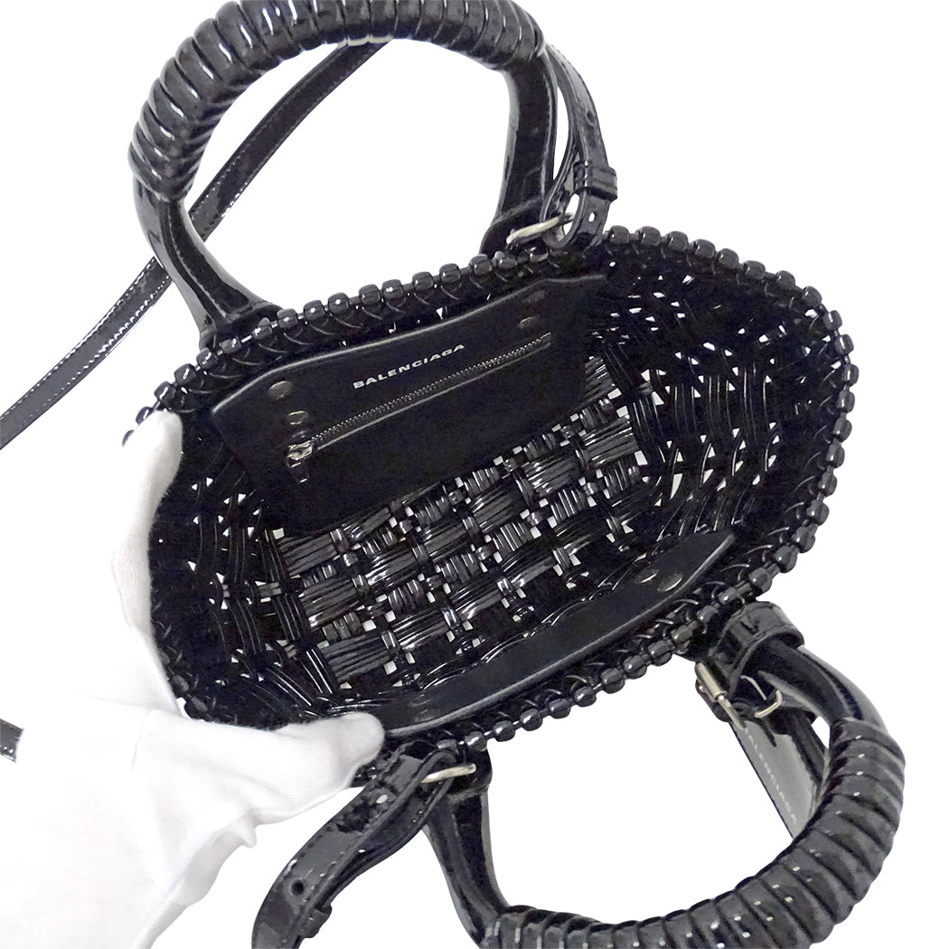 BALENCIAGA バレンシアガ ビストロ XXS 2wayバッグ ブラック 678028 エナメル レディース 【中古】