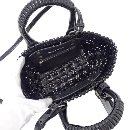 BALENCIAGA バレンシアガ ビストロ XXS 2wayバッグ ブラック 678028 エナメル レディース 【中古】