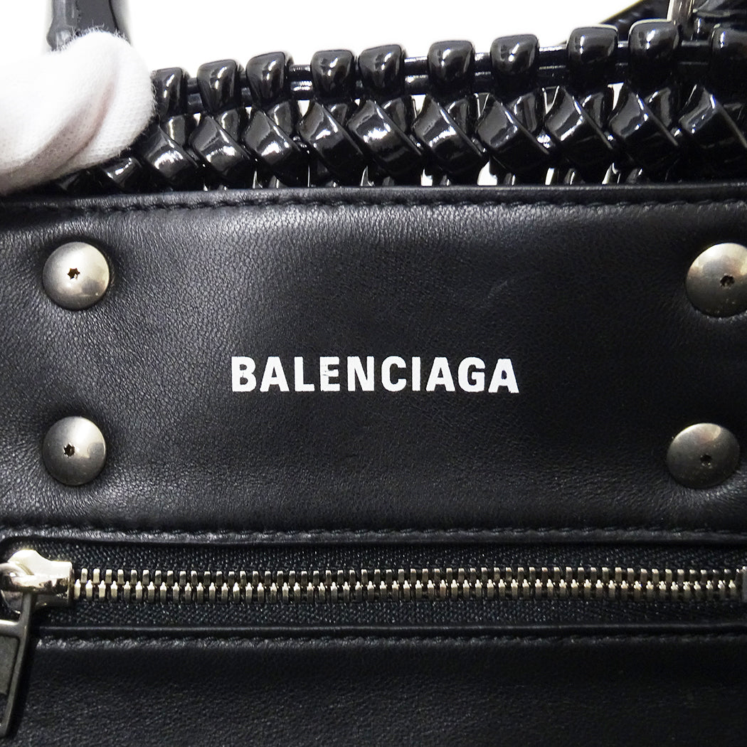 BALENCIAGA バレンシアガ ビストロ XXS 2wayバッグ ブラック 678028 エナメル レディース 【中古】