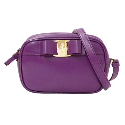 Ferragamo フェラガモ ショルダーバッグ ヴァラリボン パープル レザー レディース 【中古】