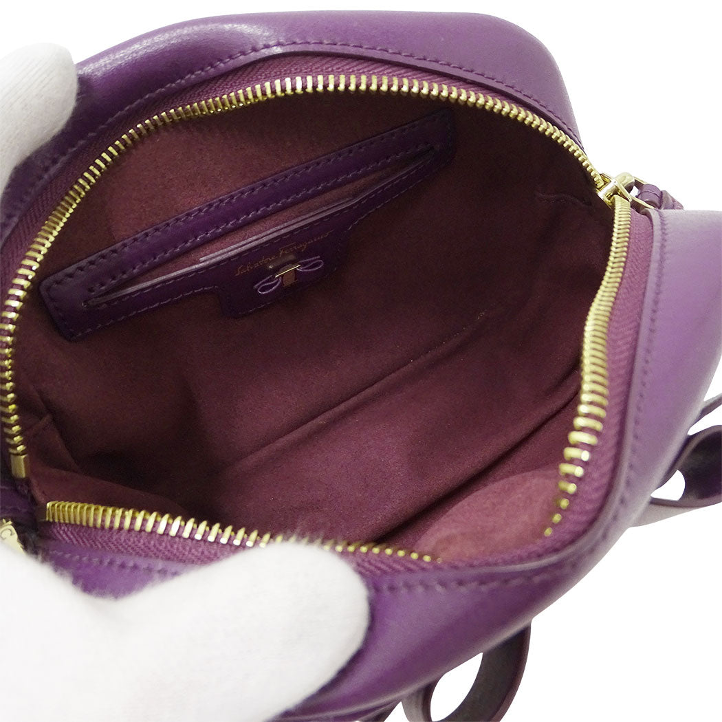 Ferragamo フェラガモ ショルダーバッグ ヴァラリボン パープル レザー レディース 【中古】