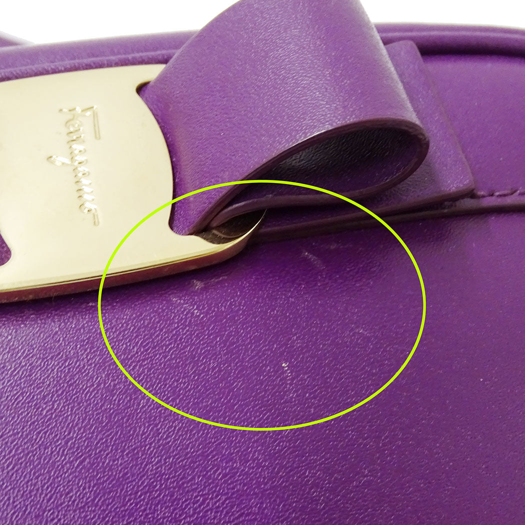 Ferragamo フェラガモ ショルダーバッグ ヴァラリボン パープル レザー レディース 【中古】