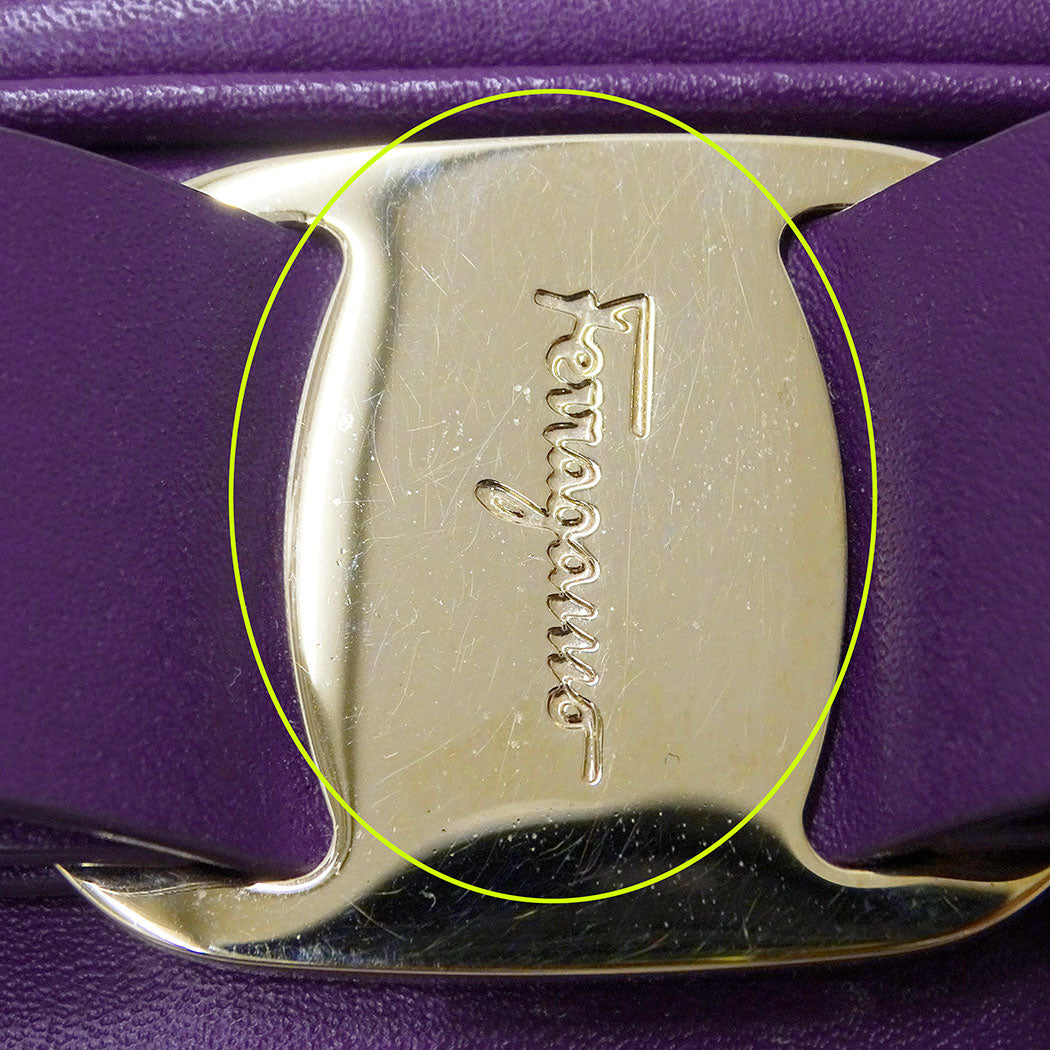 Ferragamo フェラガモ ショルダーバッグ ヴァラリボン パープル レザー レディース 【中古】