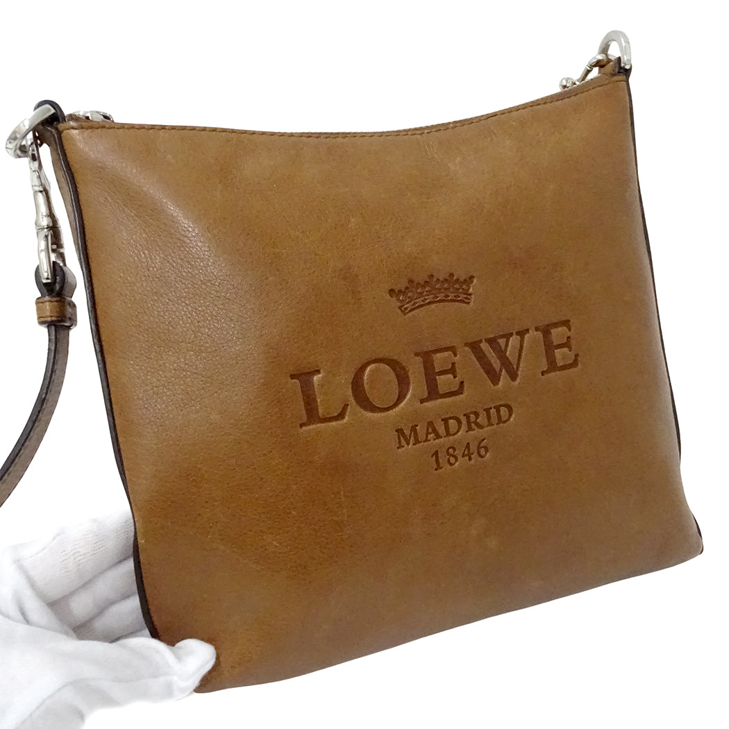 LOEWE ロエベ ヘリテージ ショルダーバッグ ブラウン レザー レディース 【中古】