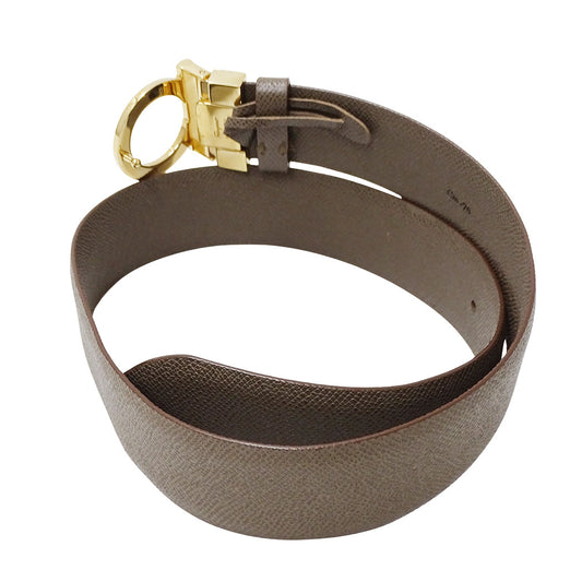 Ferragamo フェラガモ ガンチーニ ベルト グレージュ レザー メンズ 【中古】