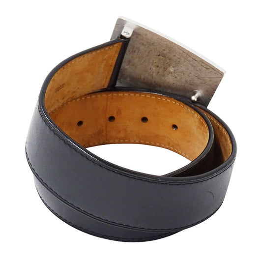 LOUIS VUITTON ルイ・ヴィトン サンチュール・ジーンズ ベルト ノワール ブラック M6812 レザー メンズ 【中古】
